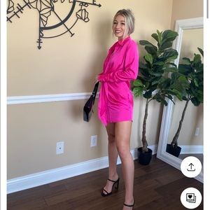 RUNAWAY THE LABEL - RUBY SHIRT DRESS IN FUCHSIA